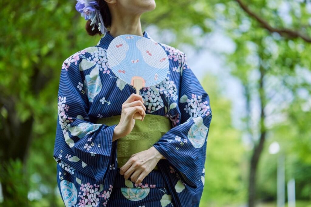 Yukata worn at a Japanese hot spring inn in a peaceful atmosphere