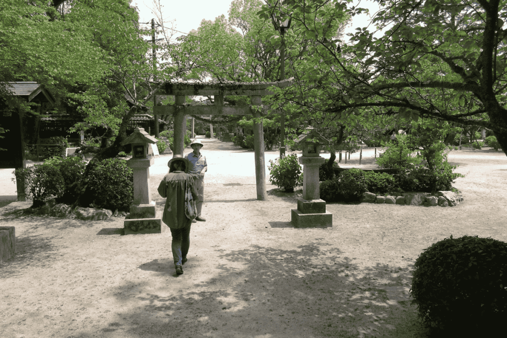 Quiet park in Japan with traditional scenery